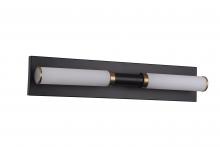 Lit Up Lighting LIT6822BK+GD-OP - 24" 2x 25W E26 vanity in black finish with Gold rings